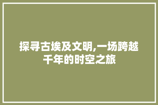 探寻古埃及文明,一场跨越千年的时空之旅