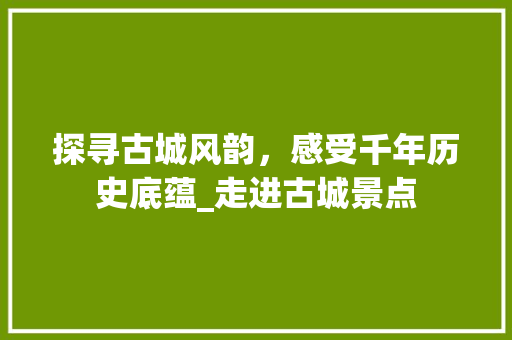 探寻古城风韵，感受千年历史底蕴_走进古城景点