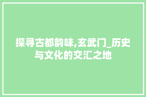 探寻古都韵味,玄武门_历史与文化的交汇之地