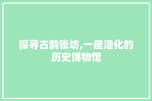 探寻古韵张坊,一座活化的历史博物馆