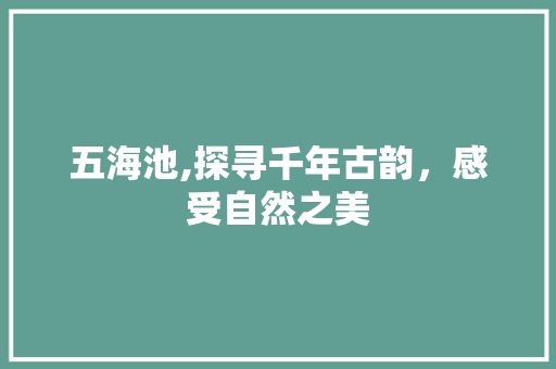 五海池,探寻千年古韵，感受自然之美