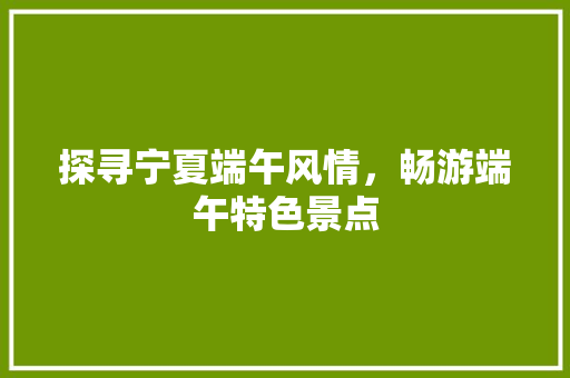 探寻宁夏端午风情，畅游端午特色景点