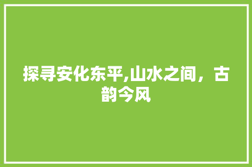 探寻安化东平,山水之间，古韵今风