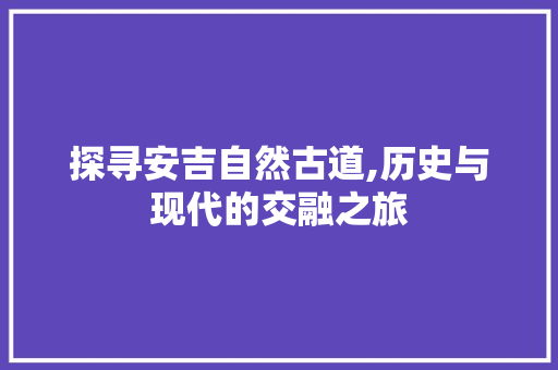 探寻安吉自然古道,历史与现代的交融之旅