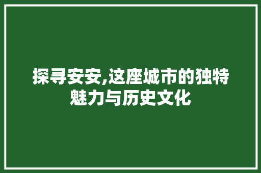 探寻安安,这座城市的独特魅力与历史文化