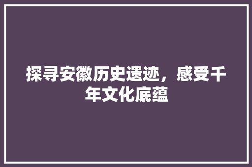 探寻安徽历史遗迹，感受千年文化底蕴