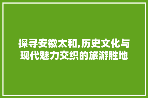 探寻安徽太和,历史文化与现代魅力交织的旅游胜地