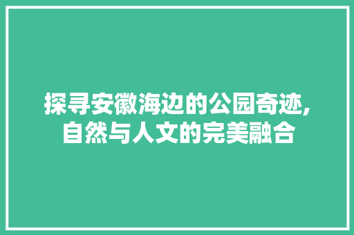 探寻安徽海边的公园奇迹,自然与人文的完美融合