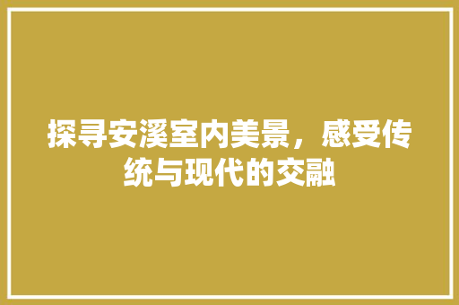 探寻安溪室内美景，感受传统与现代的交融