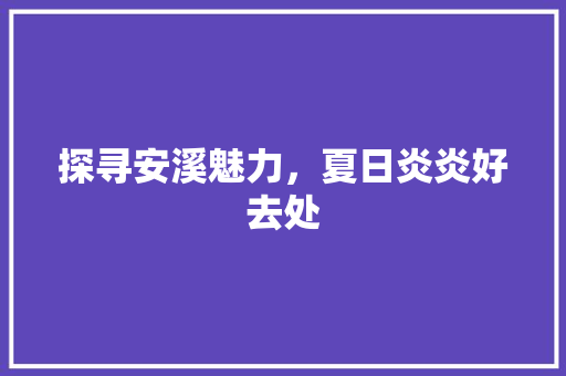 探寻安溪魅力，夏日炎炎好去处