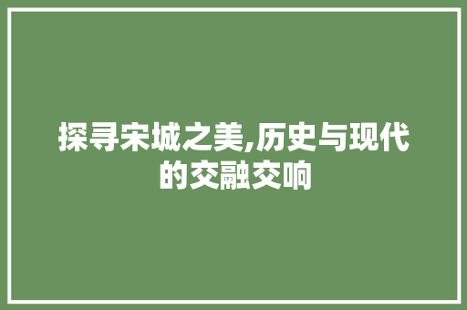 探寻宋城之美,历史与现代的交融交响