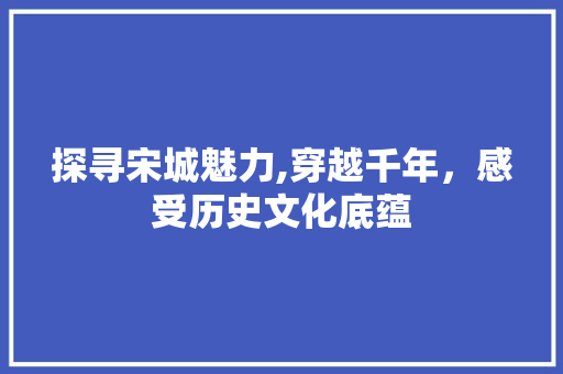 探寻宋城魅力,穿越千年，感受历史文化底蕴