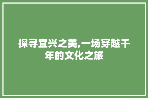 探寻宜兴之美,一场穿越千年的文化之旅