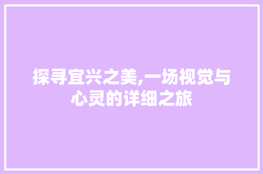 探寻宜兴之美,一场视觉与心灵的详细之旅