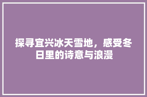 探寻宜兴冰天雪地，感受冬日里的诗意与浪漫