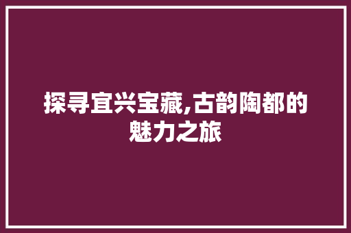 探寻宜兴宝藏,古韵陶都的魅力之旅