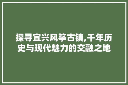 探寻宜兴风筝古镇,千年历史与现代魅力的交融之地