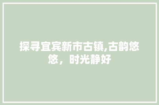 探寻宜宾新市古镇,古韵悠悠，时光静好