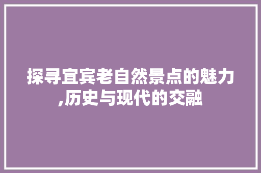 探寻宜宾老自然景点的魅力,历史与现代的交融