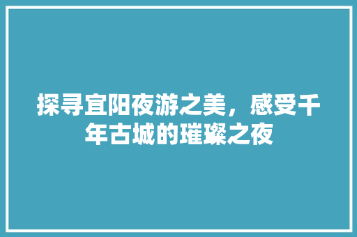 探寻宜阳夜游之美，感受千年古城的璀璨之夜