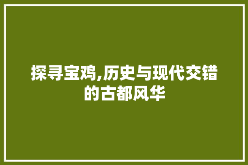 探寻宝鸡,历史与现代交错的古都风华