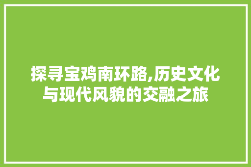 探寻宝鸡南环路,历史文化与现代风貌的交融之旅