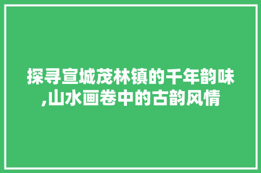 探寻宣城茂林镇的千年韵味,山水画卷中的古韵风情