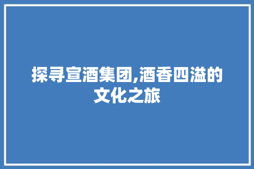 探寻宣酒集团,酒香四溢的文化之旅