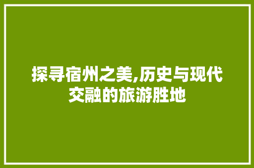 探寻宿州之美,历史与现代交融的旅游胜地