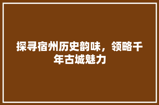 探寻宿州历史韵味，领略千年古城魅力