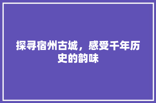 探寻宿州古城，感受千年历史的韵味