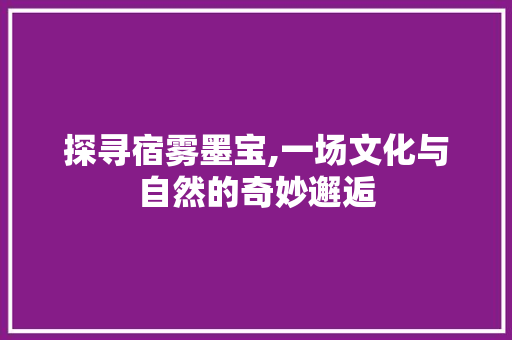 探寻宿雾墨宝,一场文化与自然的奇妙邂逅