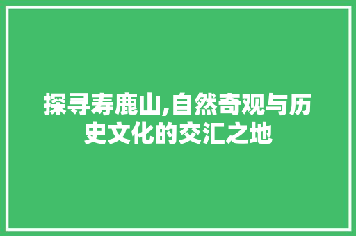 探寻寿鹿山,自然奇观与历史文化的交汇之地