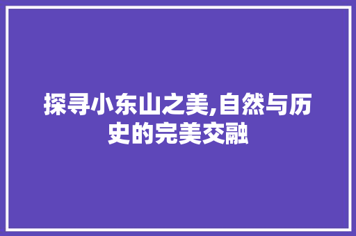 探寻小东山之美,自然与历史的完美交融