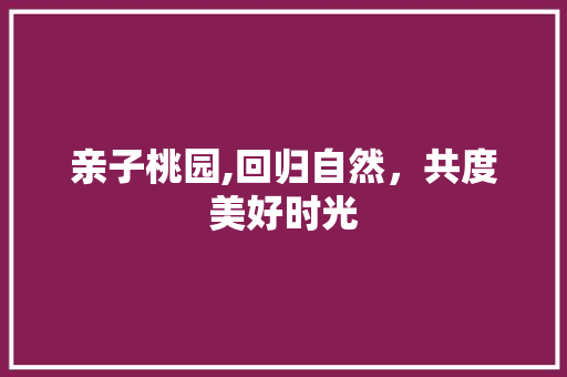 亲子桃园,回归自然，共度美好时光  第1张