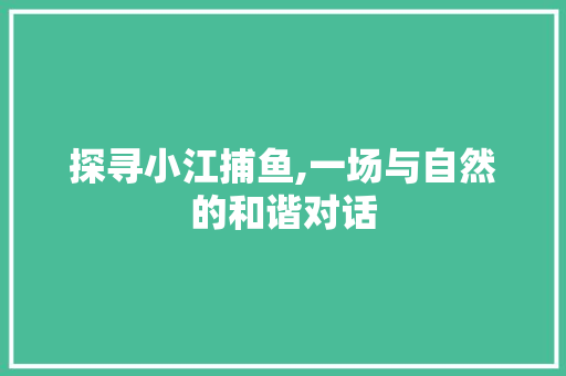 探寻小江捕鱼,一场与自然的和谐对话