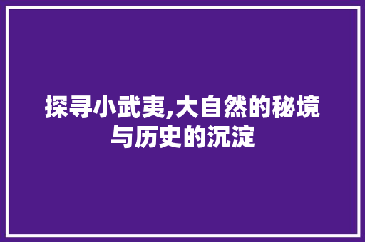 探寻小武夷,大自然的秘境与历史的沉淀