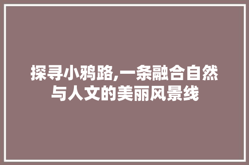 探寻小鸦路,一条融合自然与人文的美丽风景线