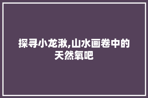 探寻小龙湫,山水画卷中的天然氧吧