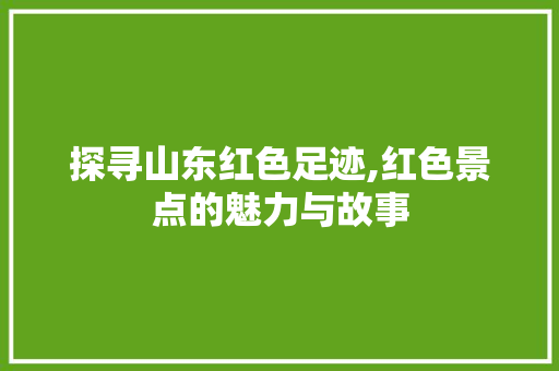 探寻山东红色足迹,红色景点的魅力与故事