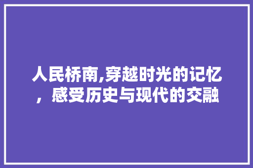 人民桥南,穿越时光的记忆，感受历史与现代的交融