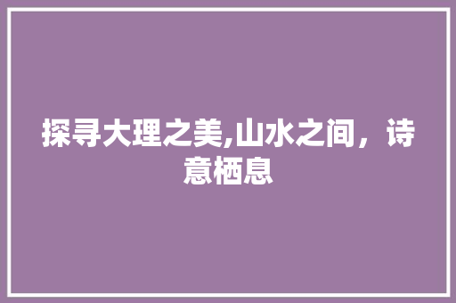 探寻大理之美,山水之间，诗意栖息