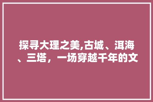 探寻大理之美,古城、洱海、三塔，一场穿越千年的文化之旅