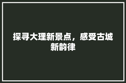 探寻大理新景点，感受古城新韵律