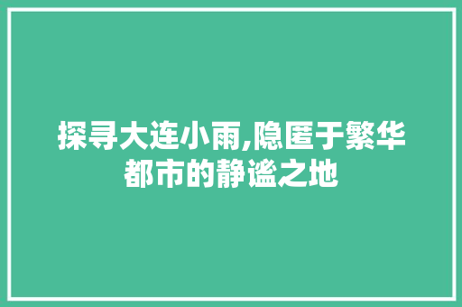 探寻大连小雨,隐匿于繁华都市的静谧之地