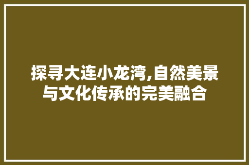 探寻大连小龙湾,自然美景与文化传承的完美融合