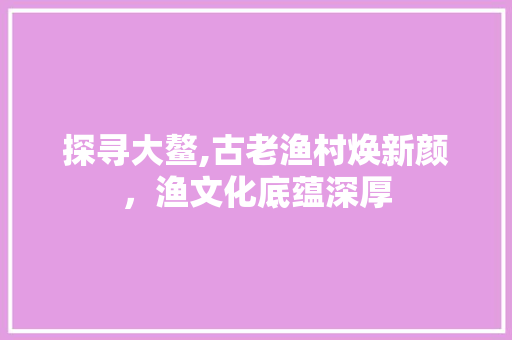 探寻大鳌,古老渔村焕新颜，渔文化底蕴深厚