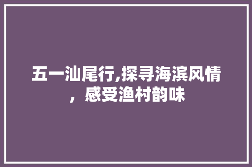 五一汕尾行,探寻海滨风情，感受渔村韵味