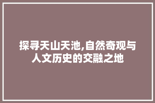 探寻天山天池,自然奇观与人文历史的交融之地