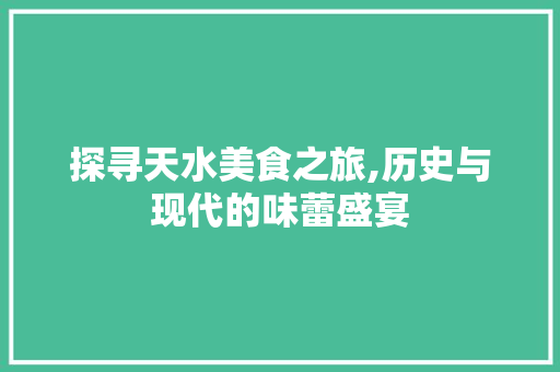 探寻天水美食之旅,历史与现代的味蕾盛宴